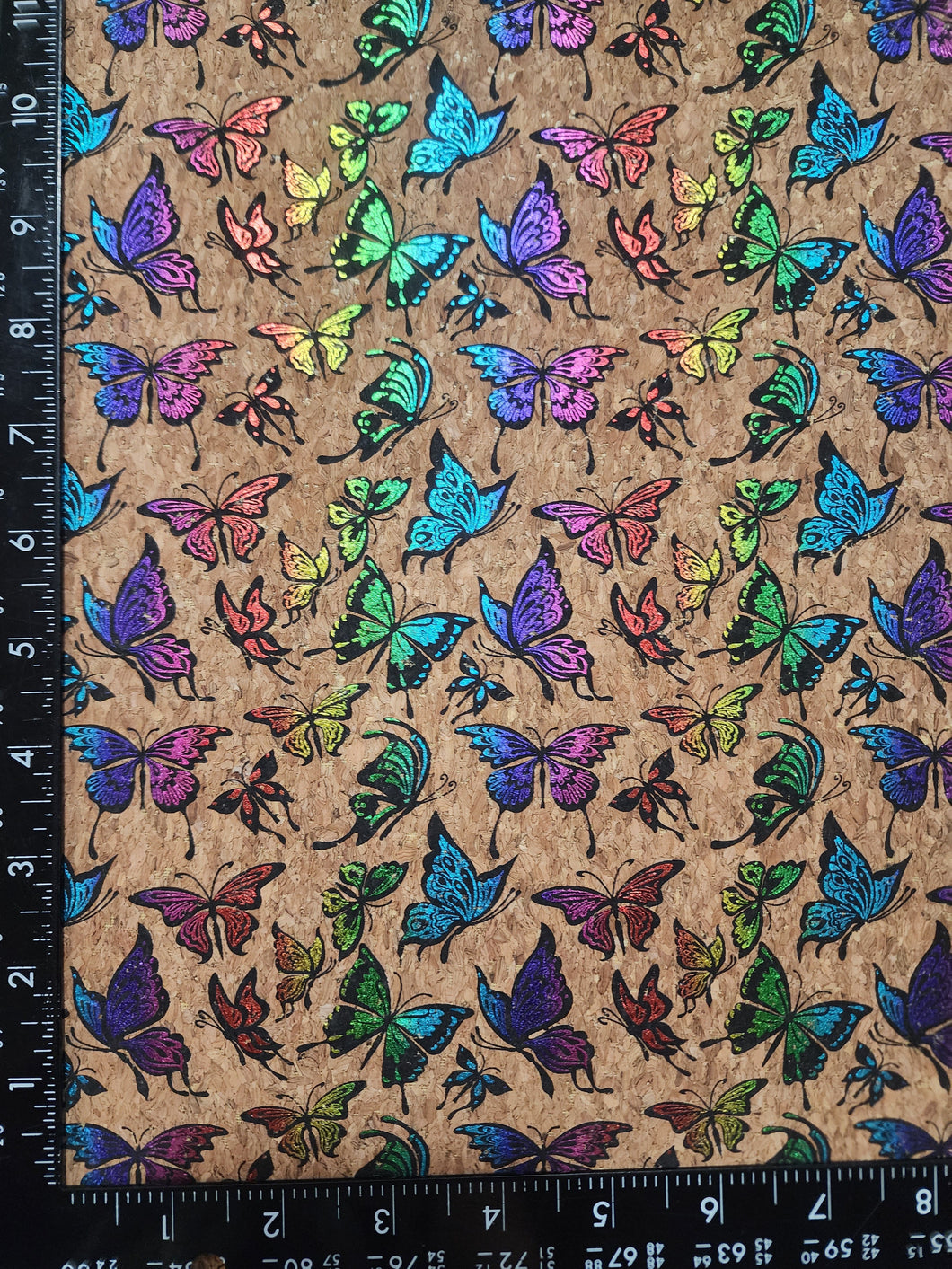 Lightweight Cork : Rainbow Butterfly - 12x54 inch roll